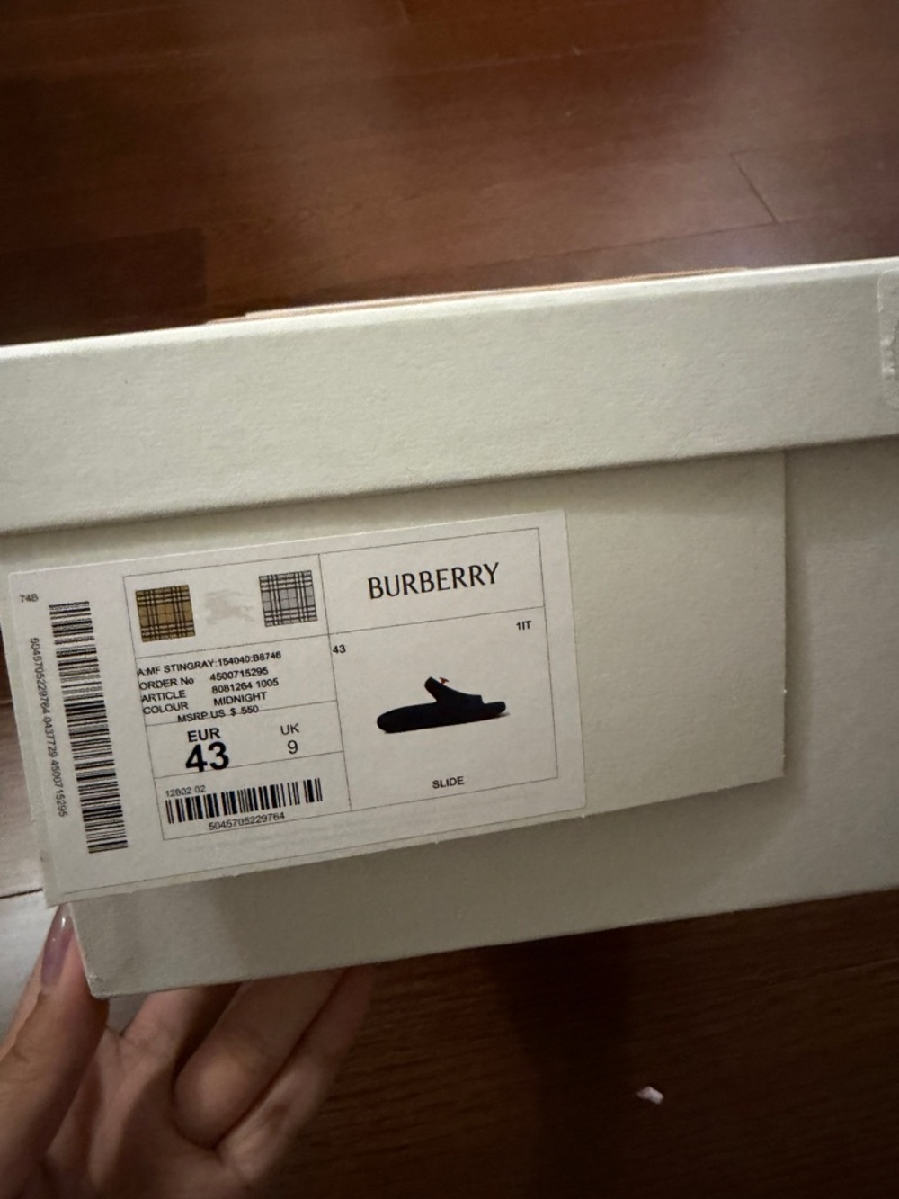Burberry Mens Stingray Perforated Rubber Slides in Midnight Blue - Picture 4 of 10